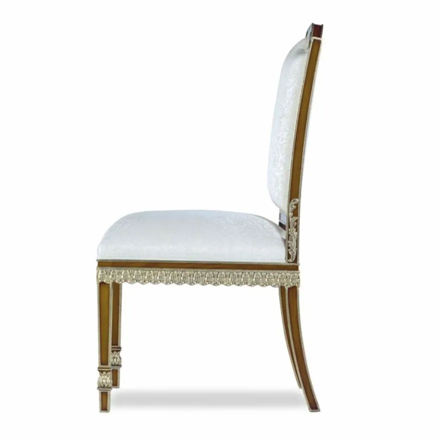 Casa Padrino Luxus Barock Mahagoni Esszimmer Stuhl Weiß / Braun / Gold H. 102 cm - Barock Möbel