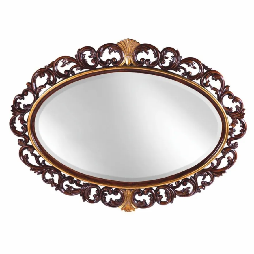Casa Padrino Luxus Barock Mahagoni Spiegel Dunkelbraun / Antik Gold 135 cm - Barock Möbel
