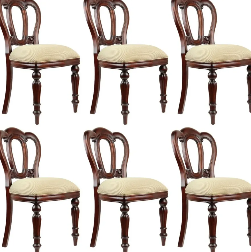 Casa Padrino Luxus Barock Mahagoni Esszimmer Stuhl 6er Set Gold / Dunkelbraun - Barock Möbel