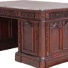 Casa Padrino Luxus Barock Mahagoni Schreibtisch Dunkelbraun / Braun 185 x 125 x H. 83 cm - Prunkvoller Barockstil Massivholz Bürotisch - Mahagoni Büro Möbel - Barock Büro Möbel