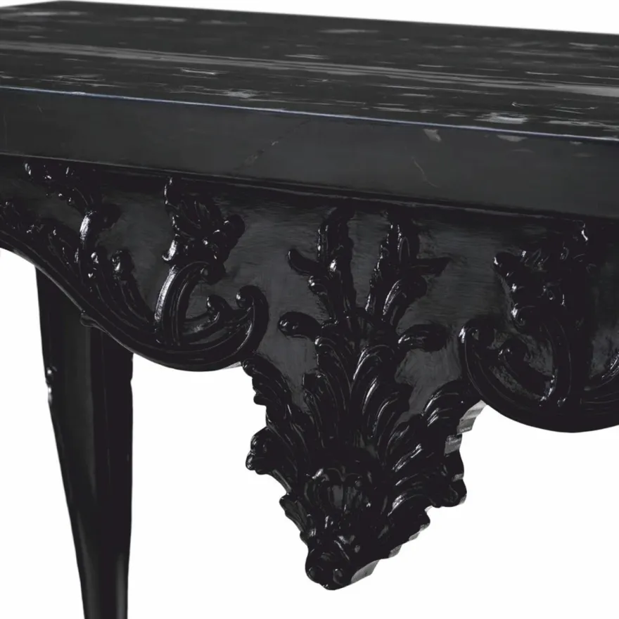 Casa Padrino Luxus Barock Mahagoni Konsole mit Marmorplatte Schwarz 128,5 cm