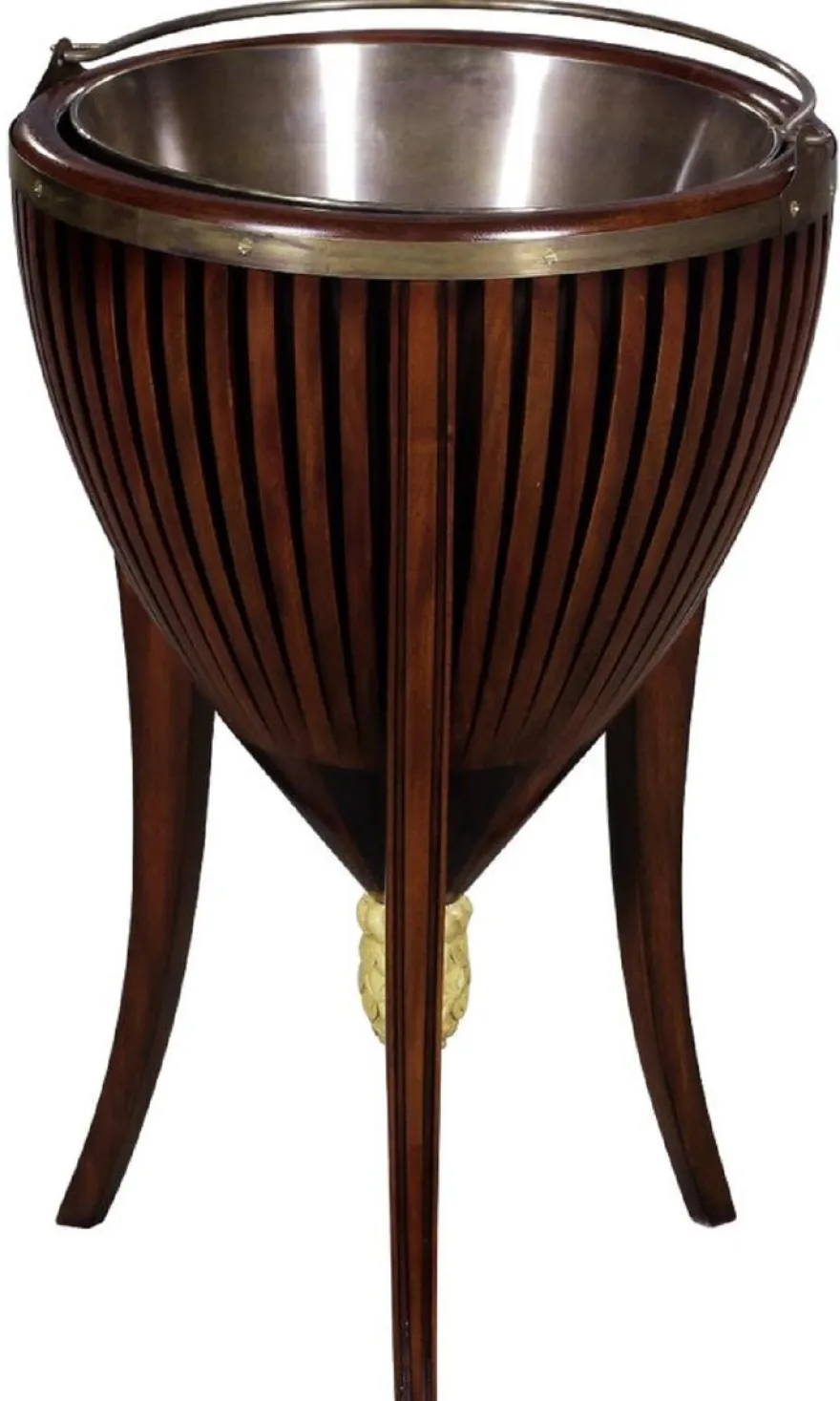 Casa Padrino Luxus Barock Mahagoni Weinkühler Dunkelbraun Ø 36 x H. 55 cm - Sektkühler - Champagnerkühler - Hotel Restaurant Gastronomie Accessoires