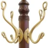 Casa Padrino Luxus Barock Mahagoni Garderobenständer Dunkelbraun / Messing H. 183 cm - Barockstil Massivholz Kleiderständer - Barock Garderoben Möbel
