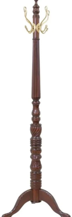 Casa Padrino Luxus Barock Mahagoni Garderobenständer Dunkelbraun / Messing H. 183 cm - Barockstil Massivholz Kleiderständer - Barock Garderoben Möbel