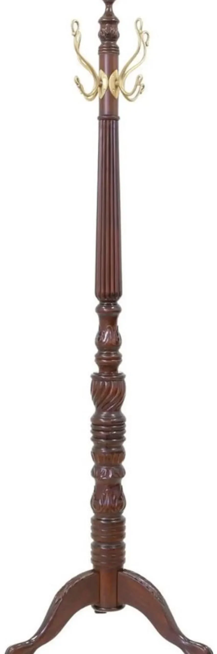 Casa Padrino Luxus Barock Mahagoni Garderobenständer Dunkelbraun / Messing H. 183 cm - Barockstil Massivholz Kleiderständer - Barock Garderoben Möbel