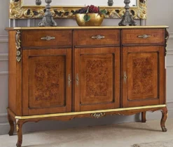 Casa Padrino Luxus Barock Mahagoni Sideboard Braun / Gold - Edler Massivholz Schrank mit 3 Schubladen und 3 Türen - Barock Möbel - Luxus Qualität - Made in Italy