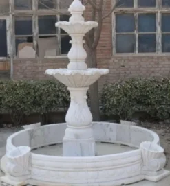 Casa Padrino Luxus Barock Marmor Springbrunnen Weiß Ø 245 x H. 210 cm