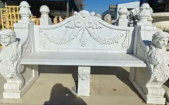 Casa Padrino Luxus Barock Marmor Gartenbank Grau 183 cm - Barock Garten Möbel
