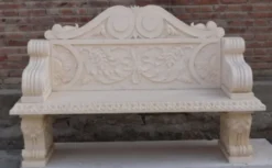 Casa Padrino Luxus Barock Marmor Gartenbank Beige 179 cm - Barock Marmor Garten Möbel