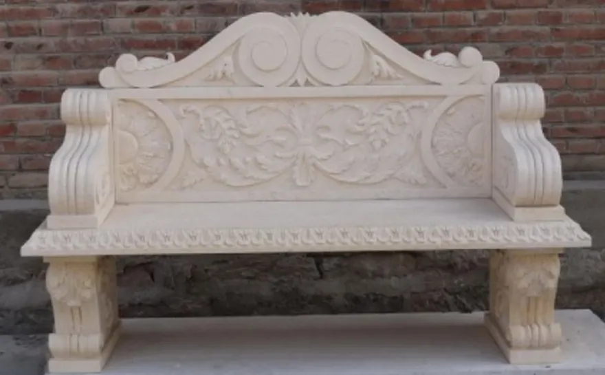 Casa Padrino Luxus Barock Marmor Gartenbank Beige 179 cm - Barock Marmor Garten Möbel