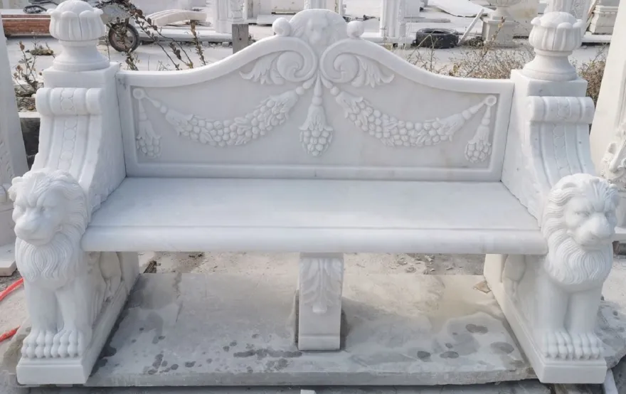 Casa Padrino Luxus Barock Marmor Gartenbank Weiß 180 cm