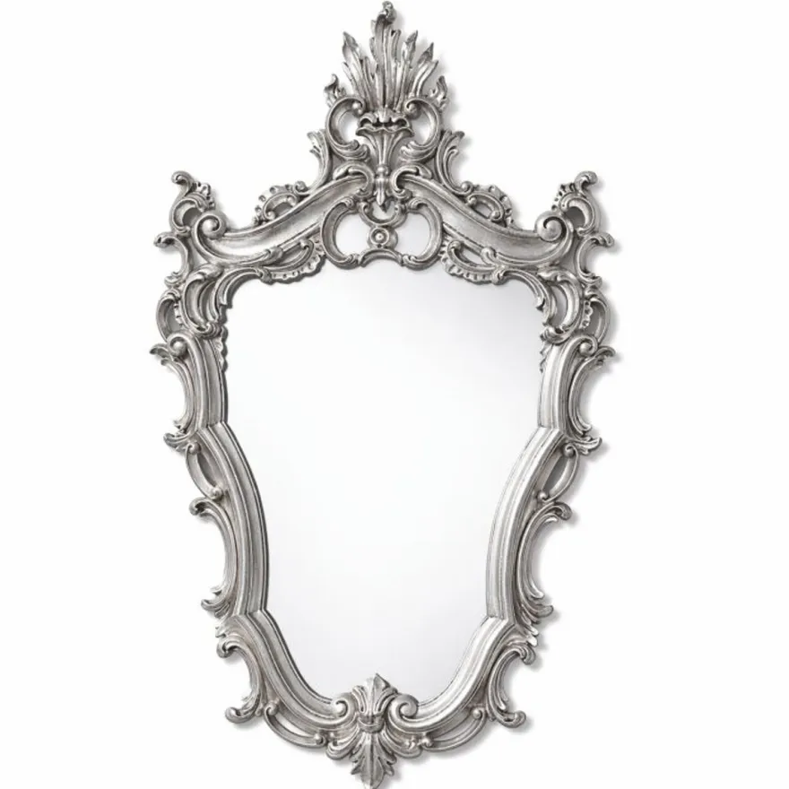 Casa Padrino Luxus Barock Massivholz Spiegel Silber H. 73 cm - Made in Italy