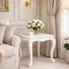 Casa Padrino Luxus Barock Massivholz Beistelltisch Weiß H. 60 cm - Barock Möbel