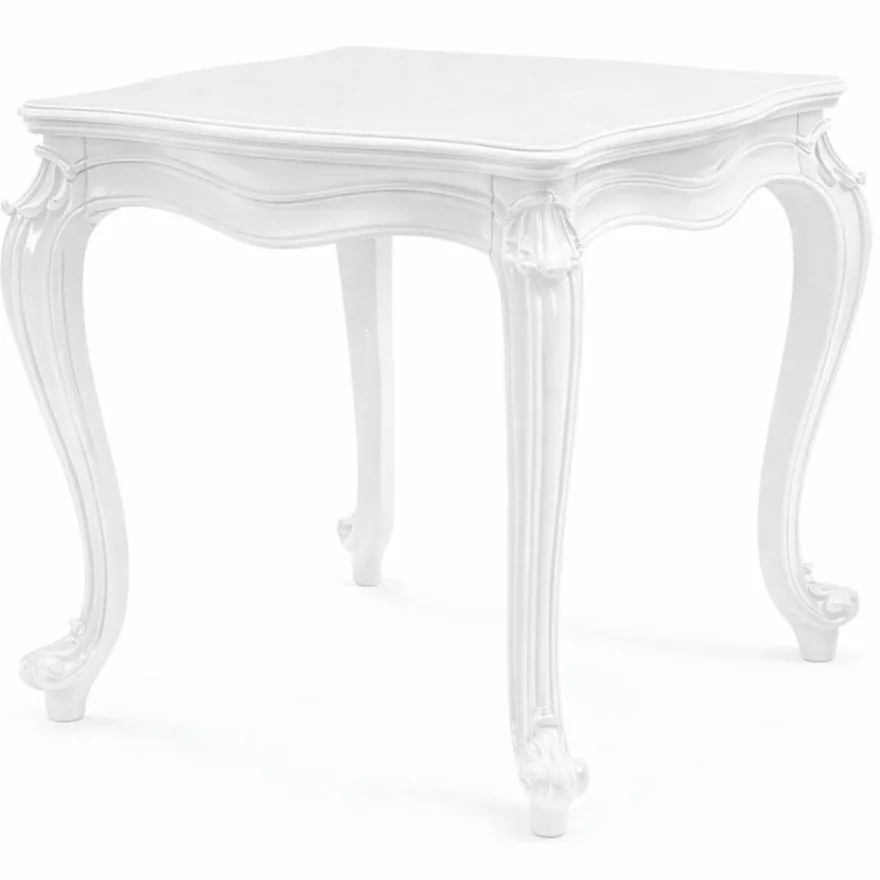 Casa Padrino Luxus Barock Massivholz Beistelltisch Weiß H. 60 cm - Barock Möbel