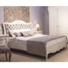 Casa Padrino Luxus Barock Massivholz Doppelbett Weiß / Grau - Barock Schlafzimmer Möbel