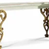 Casa Padrino Luxus Barock Massivholz Konsole Weiß / Gold 140,5 cm - Barock Möbel - Made in Italy