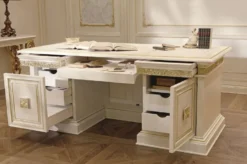 Casa Padrino Luxus Barock Massivholz Konsole Weiß / Gold 140,5 cm - Barock Möbel - Made in Italy
