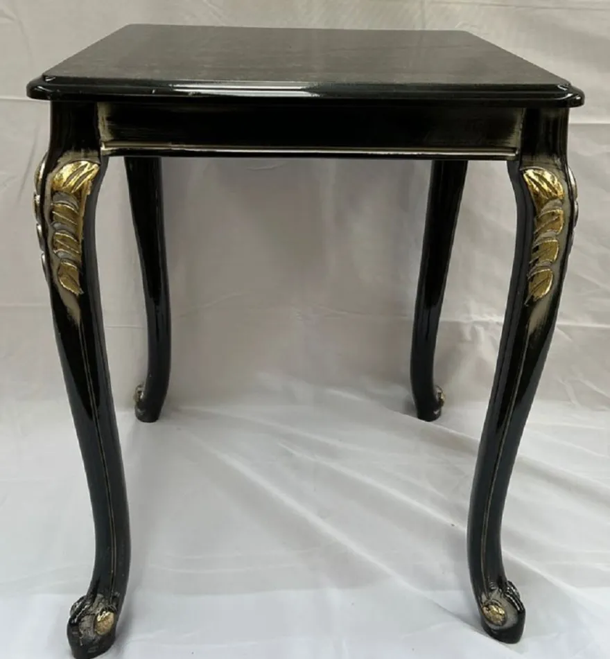Casa Padrino Luxus Barock Massivholz Beistelltisch Schwarz / Gold - Quadratischer Tisch im Barockstil - Barock Möbel - Edel & Prunkvoll