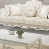 Casa Padrino Luxus Barock Massivholz Couchtisch Weiß / Beige 125 x 50 x H. 55 cm - Wohnzimmertisch im Barockstil