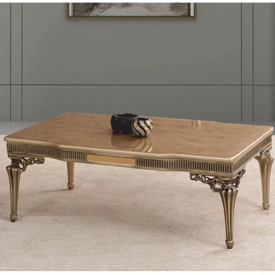 Casa Padrino Luxus Barock Massivholz Couchtisch Gold 120 cm - Barock Wohnzimmer Möbel
