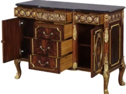 Casa Padrino Luxus Barock Massivholz Kommode mit Marmorplatte Dunkelbraun / Gold / Schwarz - Prunkvolle Barock Möbel