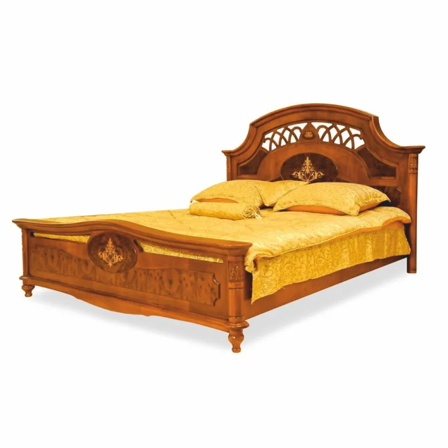 Casa Padrino Luxus Barock Massivholz Doppelbett Braun / Dunkelbraun - Barock Schlafzimmer Möbel