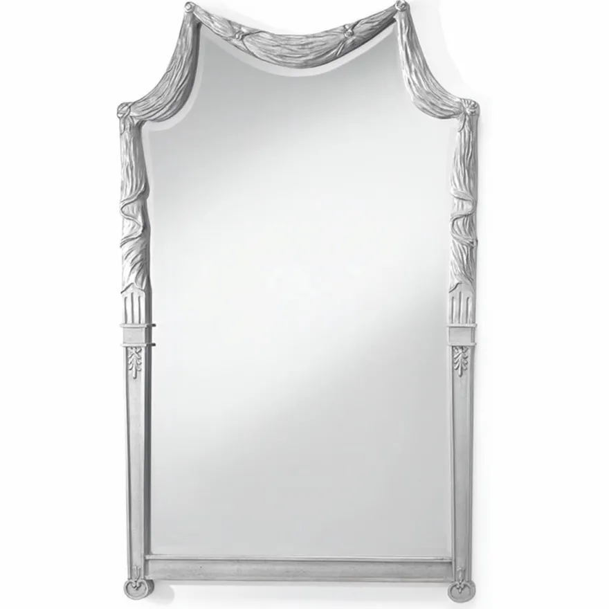 Casa Padrino Luxus Barock Massivholz Spiegel Silber H. 135 cm - Made in Italy