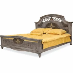 Casa Padrino Luxus Barock Massivholz Doppelbett Grau - Barock Schlafzimmer Möbel