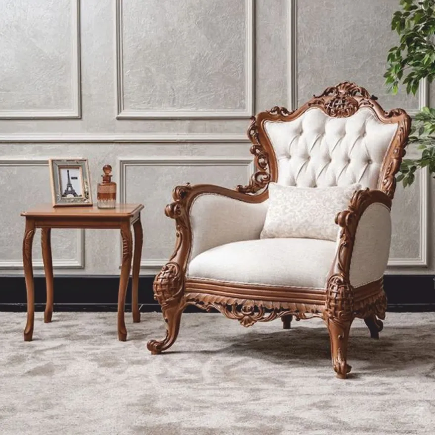Casa Padrino Luxus Barock Massivholz Beistelltisch Braun H. 57 cm - Barock Möbel