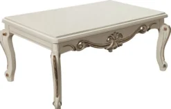 Casa Padrino Luxus Barock Massivholz Couchtisch Weiß / Gold 110 x 70 x H. 50 cm - Wohnzimmertisch - Wohnzimmer Möbel