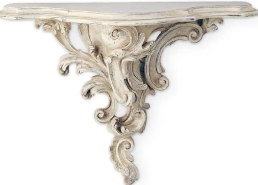 Casa Padrino Luxus Barock Massivholz Wandkonsole Antik Creme - Prunkvolle Barockstil Wanddeko Konsole - Barock Wanddeko - Barock Möbel - Luxus Qualität - Made in Italy