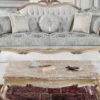 Casa Padrino Luxus Barock Massivholz Couchtisch Weiß / Antik Gold 103 x 78 x H. 42 cm - Wohnzimmertisch im Barockstil - Barockmöbel