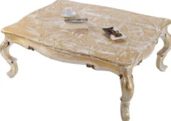 Casa Padrino Luxus Barock Massivholz Couchtisch Weiß / Antik Gold 103 x 78 x H. 42 cm - Wohnzimmertisch im Barockstil - Barockmöbel