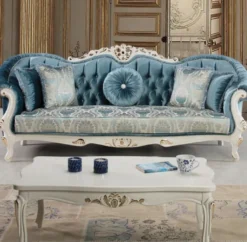 Casa Padrino Luxus Barock Massivholz Couchtisch Weiß / Gold 108 x 78 x H. 46 cm - Wohnzimmertisch im Barockstil