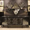 Casa Padrino Luxus Barock Möbel Set Sideboard und 3 Wandspiegel Grau / Schwarz / Silber - Barock Möbel - Edel & Prunkvoll - Luxus Qualität