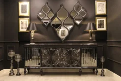 Casa Padrino Luxus Barock Möbel Set Sideboard und 3 Wandspiegel Grau / Schwarz / Silber - Barock Möbel - Edel & Prunkvoll - Luxus Qualität