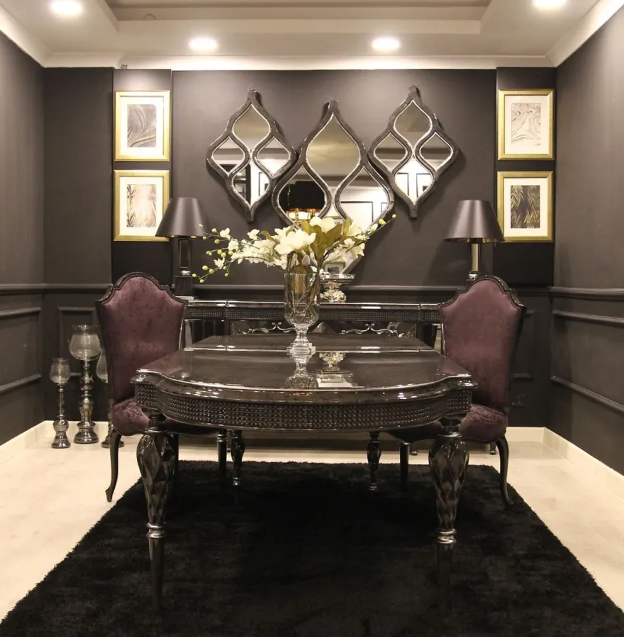 Casa Padrino Luxus Barock Möbel Set Sideboard und 3 Wandspiegel Grau / Schwarz / Silber - Barock Möbel - Edel & Prunkvoll - Luxus Qualität