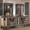 Casa Padrino Luxus Barock Möbel Set Beige / Schwarz / Gold - 1 Barock Sideboard mit 4 Türen & 2 Barock Wandspiegel - Handgefertigte Barock Möbel - Edel & Prunkvoll