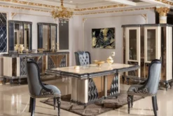 Casa Padrino Luxus Barock Möbel Set Beige / Schwarz / Gold - 1 Barock Sideboard mit 4 Türen & 2 Barock Wandspiegel - Handgefertigte Barock Möbel - Edel & Prunkvoll