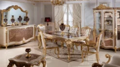 Casa Padrino Luxus Barock Möbel Set Weiß / Braun / Gold - 1 Barock Sideboard mit 4 Türen & 1 Barock Wandspiegel - Barock Möbel - Edel & Prunkvoll