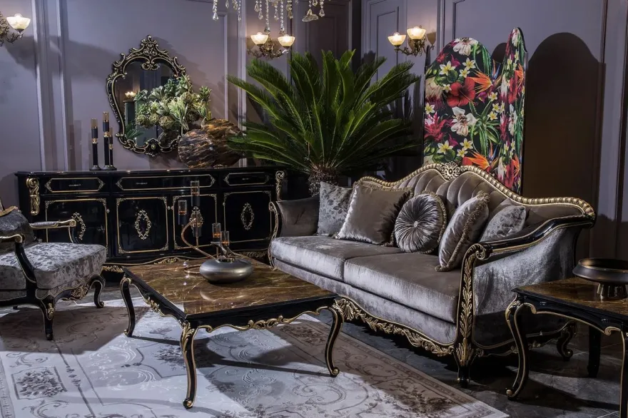 Casa Padrino Luxus Barock Möbel Set Sideboard mit Spiegel Schwarz / Gold - Prunkvoller Massivholz Schrank mit elegantem Wandspiegel - Möbel im Barockstil