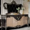 Casa Padrino Luxus Barock Möbel Set Dunkelgrau / Beige / Gold - 1 Sideboard mit 4 Türen & 1 Spiegel - Handgefertigte Barock Möbel - Edel & Prunkvoll