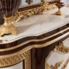 Casa Padrino Luxus Barock Möbel Set Weiß / Braun / Gold - 1 Barock Sideboard & 1 Barock Wandspiegel - Barock Möbel - Edel & Prunkvoll