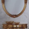 Casa Padrino Luxus Barock Möbel Set Gold - 1 Barock Wandkonsole mit Schublade & 1 Ovaler Barock Wandspiegel - Barock Hotel & Schloß Möbel - Luxus Qualität - Made in Italy