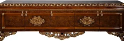 Casa Padrino Luxus Barock Möbel Set Braun / Gold - Edler Massivholz TV Schrank mit 2 Vitrinen - Barock Wohnzimmer Möbel