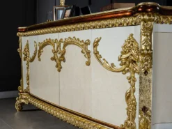 Casa Padrino Luxus Barock Möbel Set Sideboard mit Spiegel - Prunkvoller Massivholz Schrank mit Wandspiegel - Edle Möbel im Barockstil - Luxus Qualität