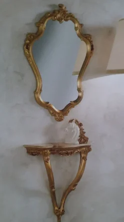 Casa Padrino Luxus Barock Möbel Set Gold - 1 Barock Wandkonsole & 1 Barock Wandspiegel - Barock Hotel & Schloß Möbel - Luxus Qualität - Made in Italy