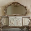 Casa Padrino Luxus Barock Möbel Set Weiß / Beige / Kupferfarben - 1 Barock Sideboard & 1 Barock Wandspiegel - Handgefertigte Barock Möbel - Edel & Prunkvoll