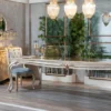 Casa Padrino Luxus Barock Möbel Set Silber / Gold - 1 Barock Sideboard & 1 Ovaler Barock Wandspiegel - Barock Möbel - Edel & Prunkvoll