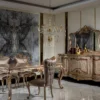 Casa Padrino Luxus Barock Möbel Set Antik Silber / Braun / Gold - 1 Sideboard mit 4 Türen & 1 Spiegel - Handgefertigte Möbel im Barockstil